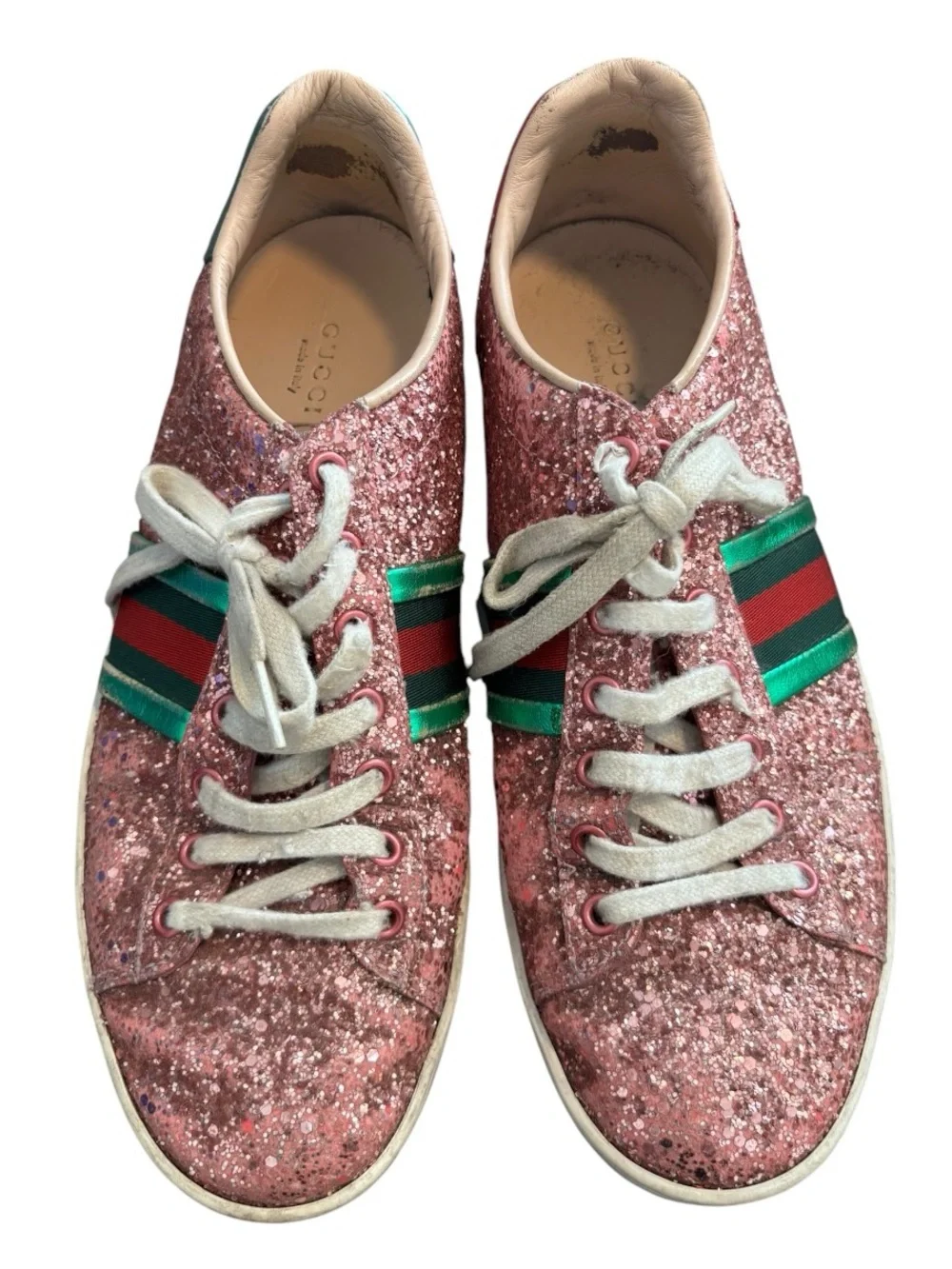 Gucci Ace Pink Glitter Sneakers - Picture 3 of 10